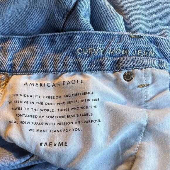 American Eagle Distressed Curvy Mom Jeans Womens 20 38x26 Ankle High Rise Light - Picture 8 of 12